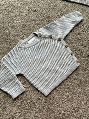 Mebie Baby Soft Knit Baby Sweater in Light Gray